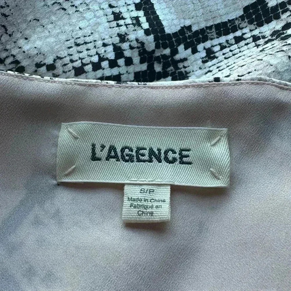 L'AGENCE Jane Silk V-Neck Camisole Tank Blush Pink Snakeskin Print Top - Picture 6 of 8